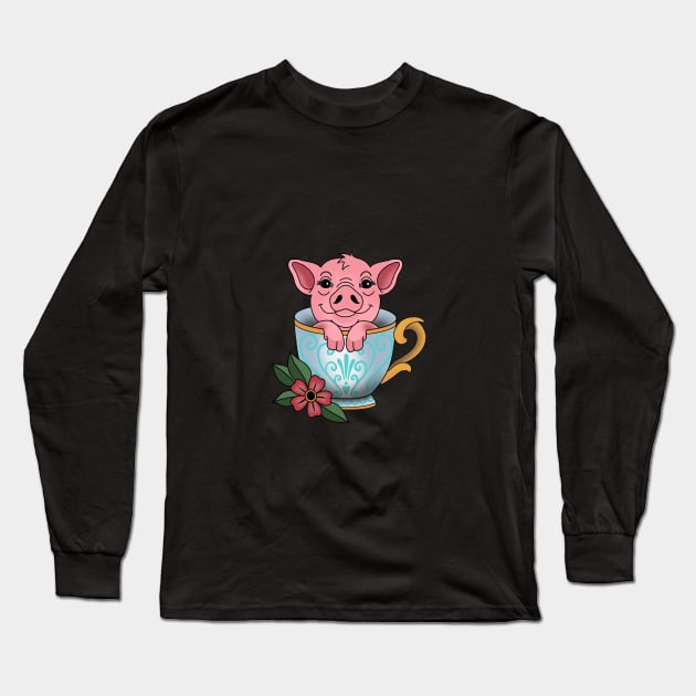 Teacup pig Long Sleeve T-Shirt by NicoleHarvey